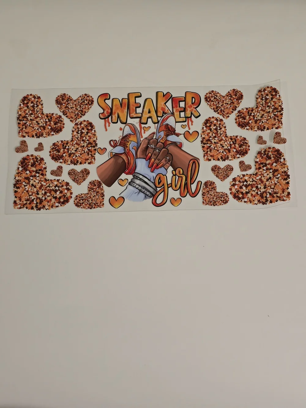 Sneaker Girl Heart UV DTF 16oz Cup Wrap Sticker Set